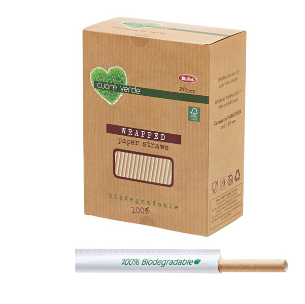 MD_91387 Cannucce kraft imbustate bio - 21 cm - Leone - conf. 250 pezzi - immagine 1