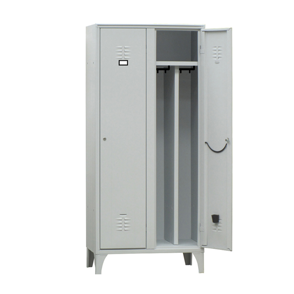 MD_91638 Armadio spogliatoio in metallo - 2 vani - con divisorio - 100 x 50 x 180 cm - grigio - Fasma - immagine 1
