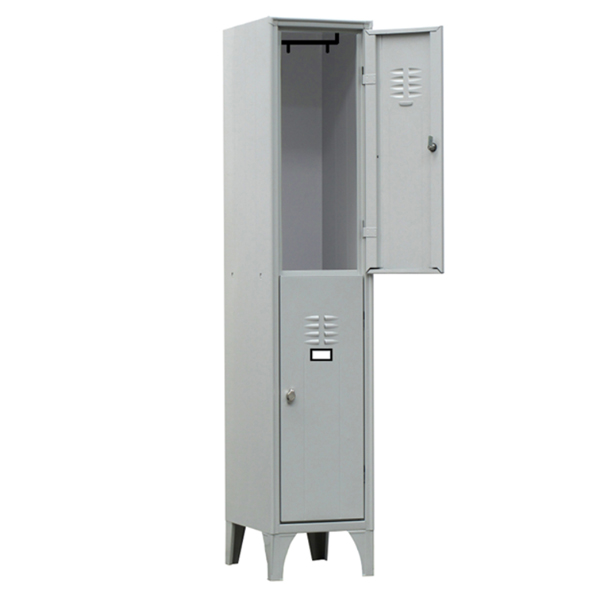 MD_91651 Armadio spogliatoio in metallo - 2 vani sovrapposti - 30 x 50 x 180 cm - grigio - Fasma - immagine 1