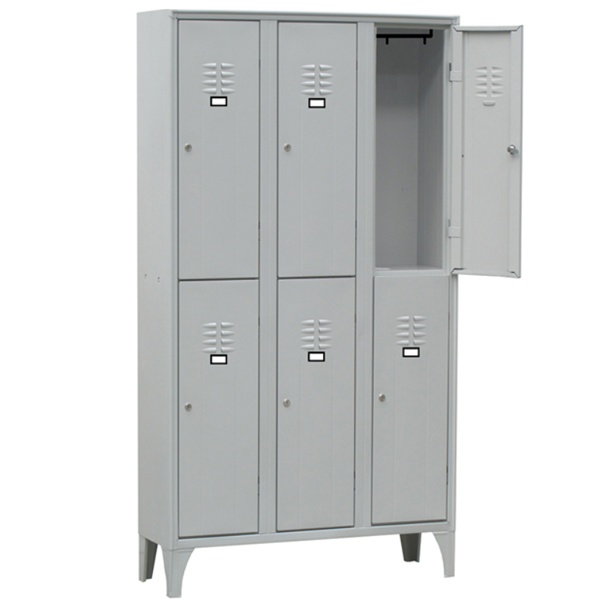 MD_91653 Armadio spogliatoio in metallo - 6 vani sovrapposti - 90 x 50 x 180 cm - grigio - Fasma - immagine 1