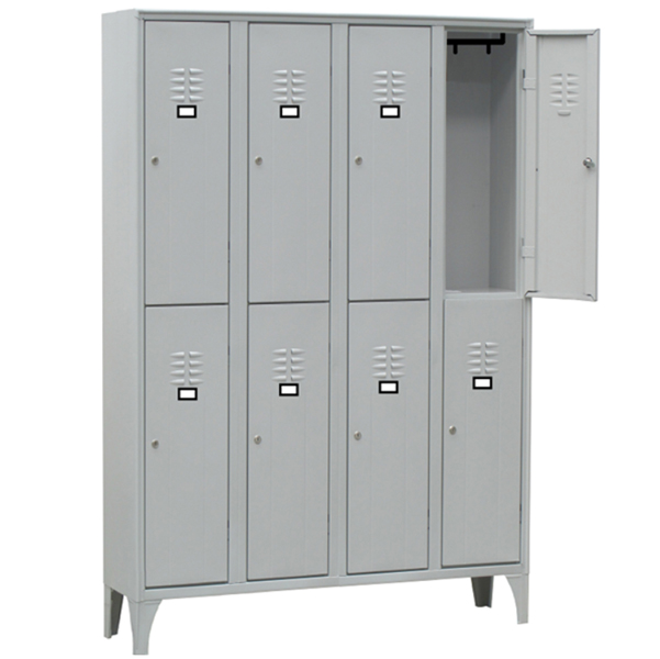 MD_91654 Armadio spogliatoio in metallo - 8 vani sovrapposti - 120 x 50 x 180 cm - grigio - Fasma - immagine 1