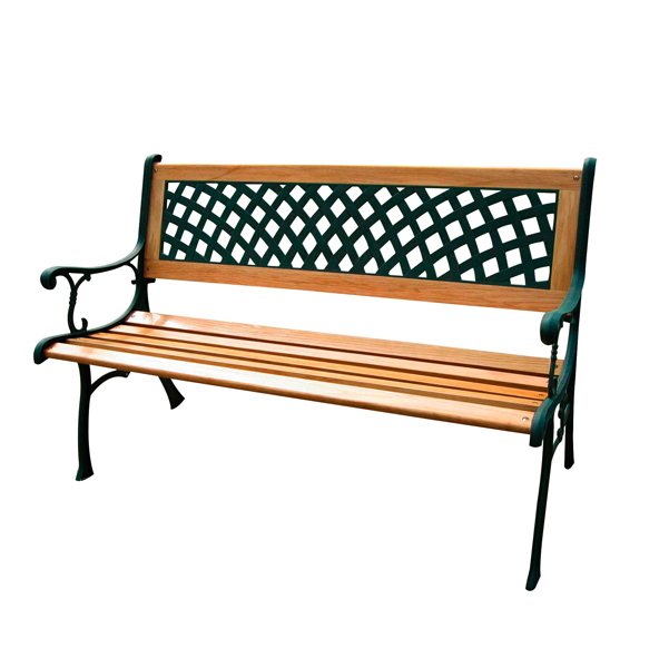 MD_91688 Panca da giardino Rombo - 74 x 52 x 125 cm - ghisa/legno - nero - Garden Friend - immagine 1