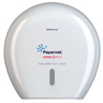 Dispenser carta igienica Defend Tech rotolo Mini Jumbo - 24,9 x 25,7 x 14,8 cm - rotolo diametro 23 cm - bianco - Papernet
