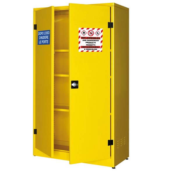 MD_91865 Armadio di sicurezza per liquidi infiammabili - 107,5 x 50 x 185 cm - giallo - Carvel - immagine 1
