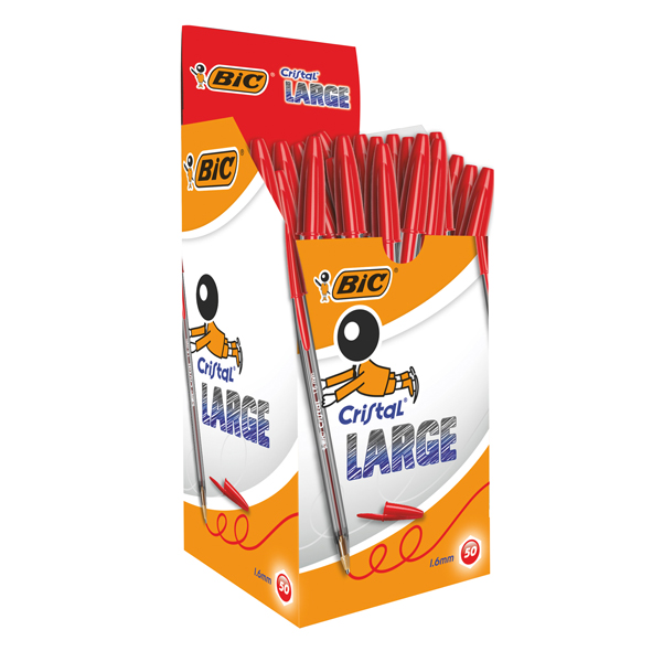 MD_92068 Penna sfera Cristal Large - punta 1,6 mm - rosso - Bic - conf. 50 pezzi - immagine 1