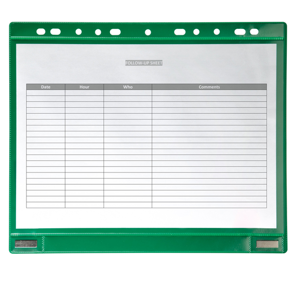 MD_92171 Buste forate - per supporti magnetici ad anelli - A4 - verde - Djois - conf. 5 pezzi - immagine 1