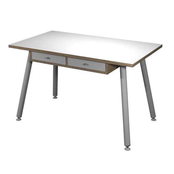 MD_92389 Postazione Home-Office - con sottopiano - gambe in metallo -120 x 60 x H 74,4 cm - bianco / rovere - immagine 1