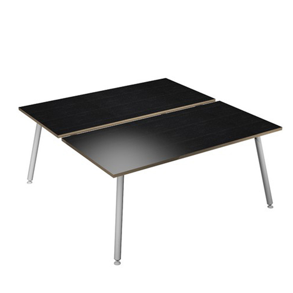 MD_92421 Scrivania Skinny Metal a 2 postazioni contrapp. - 140 x 166 cm - bianco / nero venato - immagine 1