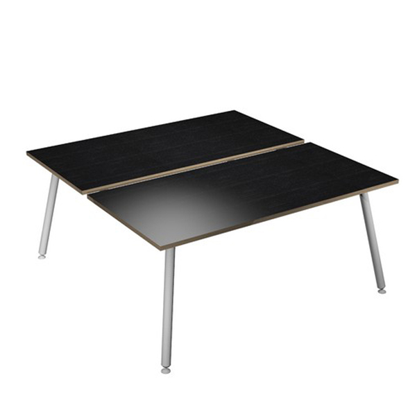 MD_92424 Scrivania Skinny Metal a 2 postazioni contrapp. - 160 x 166 cm - bianco / nero venato - immagine 1
