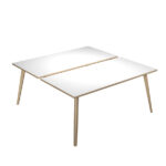 Scrivania Woody a 2 postazioni contrap. - 140 x 166 cm - rovere / bianco