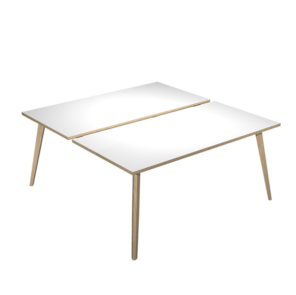 MD_92471 Scrivania Woody a 2 postazioni contrap. - 140 x 166 cm - rovere / bianco - immagine 1