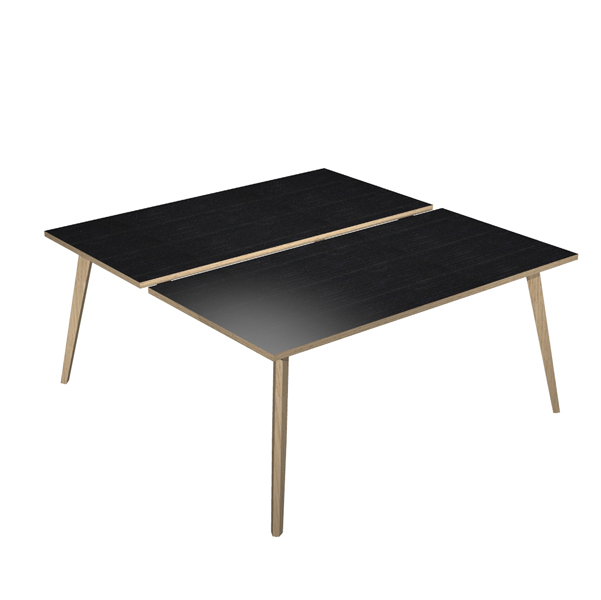 MD_92472 Scrivania Woody a 2 postazioni contrap. - 140 x 166 cm - rovere / nero venato - immagine 1