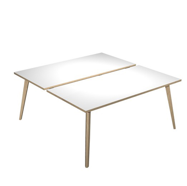 MD_92474 Scrivania Woody a 2 postazioni contrap. - 160 x 166 cm - rovere / bianco - immagine 1