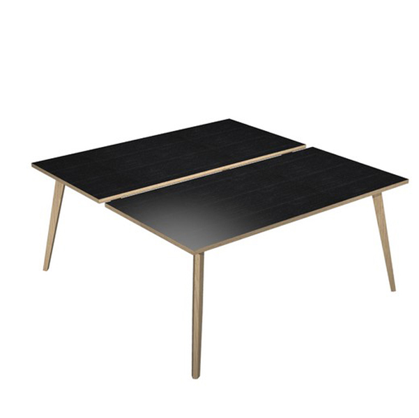 MD_92475 Scrivania Woody a 2 postazioni contrap. - 160 x 166 cm - rovere / nero venato - immagine 1