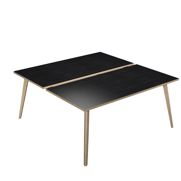MD_92478 Scrivania Woody a 2 postazioni contrap. - 180 x 166 cm - rovere / nero venato - immagine 1