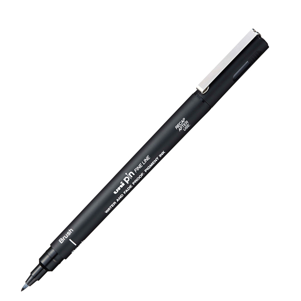 MD_92689 Pin fineliner - punta Brush - nero - Uni Mitsubishi - immagine 1