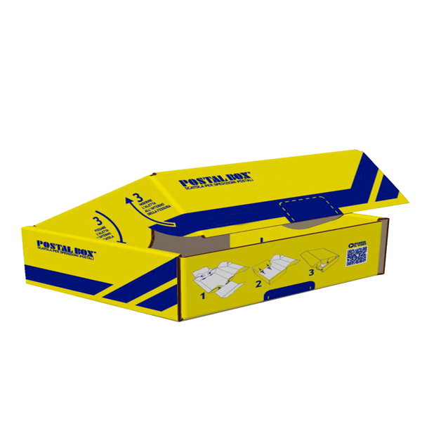 MD_93684 Scatola spedizioni Postal Box - XS - 34 x 24 x 6 cm - giallo/blu - Blasetti - immagine 1