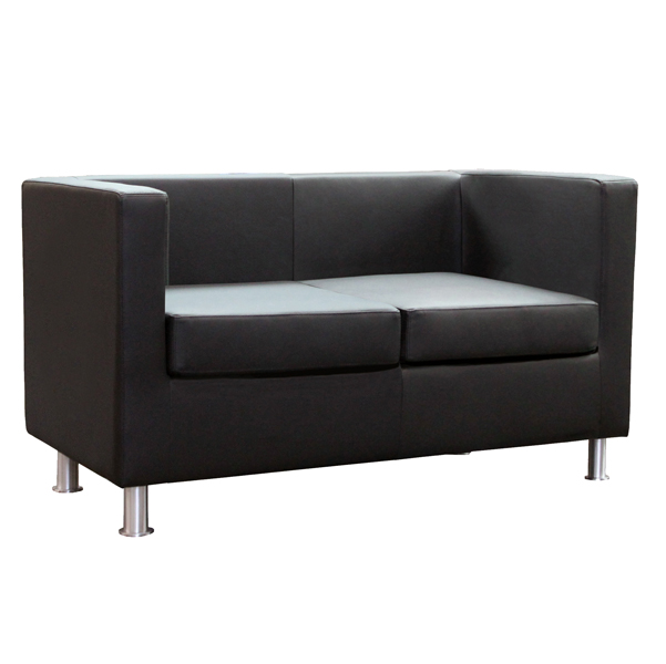 MD_93893 Divanetto Pragma PR2 - 2 posti - con braccioli inclusi - similpelle - nero - Unisit - immagine 1