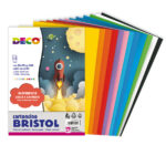 Cartoncino Bristol - 50 x 70 cm - 200 gr - colori assortiti - 15 fogli - Deco