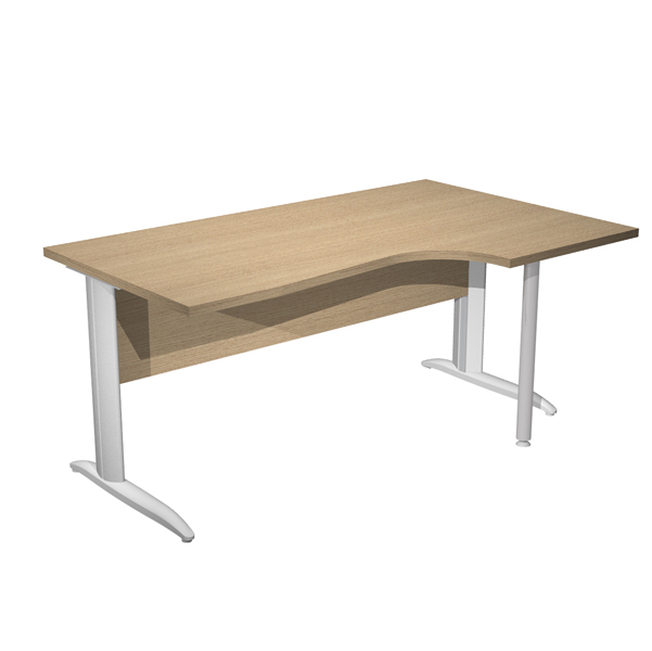 MD_94072 Scrivania Compact Destro Easy - 160 x 60/80/100 cm - Rovere/grigio alluminio - immagine 1