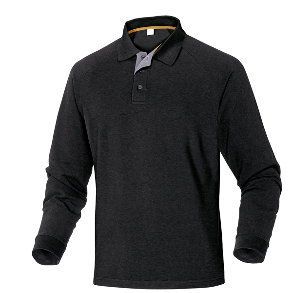 MD_94205 Polo a maniche lunghe Turino - 100% cotone - taglia L - nero - Deltaplus - immagine 1