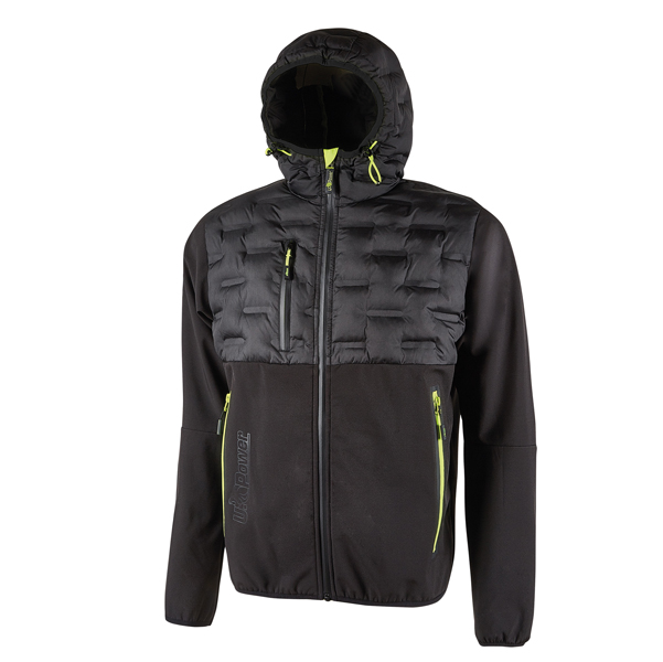 MD_94223 Giacca ibrida Spock- idrorepellente - taglia XXL - nero/giallo - U-Power - immagine 1