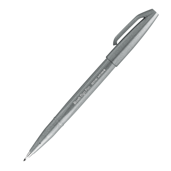 MD_94281 Pennarello Brush Sign Pen - grigio - Pentel - immagine 1