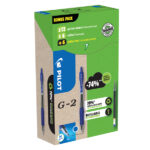 Penna roller gel scatto G-2+ - punta 0,7 mm - 12 refill inclusi - blu - Pilot - conf. 12 pezzi