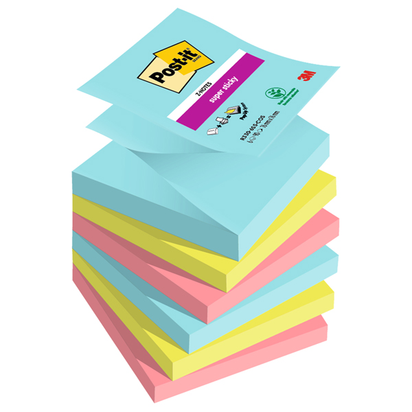 MD_94355 Blocco Post-it Super Sticky Z Notes - R330-6SS-COS - 76 x 76 mm - colori Cosmic - 90 fogli - Post-it - conf. 6 pezzi - immagine 1
