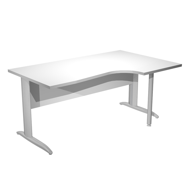 MD_94402 Scrivania Compact Destro Easy - 160 x 60/80/100 cm - Bianco/grigio cromato - immagine 1