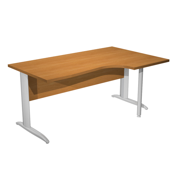 MD_94403 Scrivania Compact Destro Easy - 160 x 60/80/100 cm - Noce chiaro/grigio cromato - immagine 1
