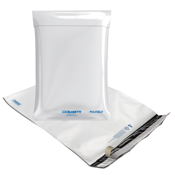 MD_94423 Sacchetto Polyself - per corrieri - A2 - 50 x 58 cm - PE - bianco/grigio - Blasetti - conf. 100 pezzi - immagine 1