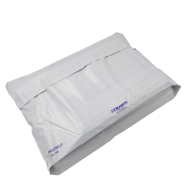 MD_94424 Busta Polyself - per corrieri - con soffietto - A3 - 32 x 48 x 10 cm - PE - bianco/grigio - Blasetti - conf. 100 pezzi - immagine 1
