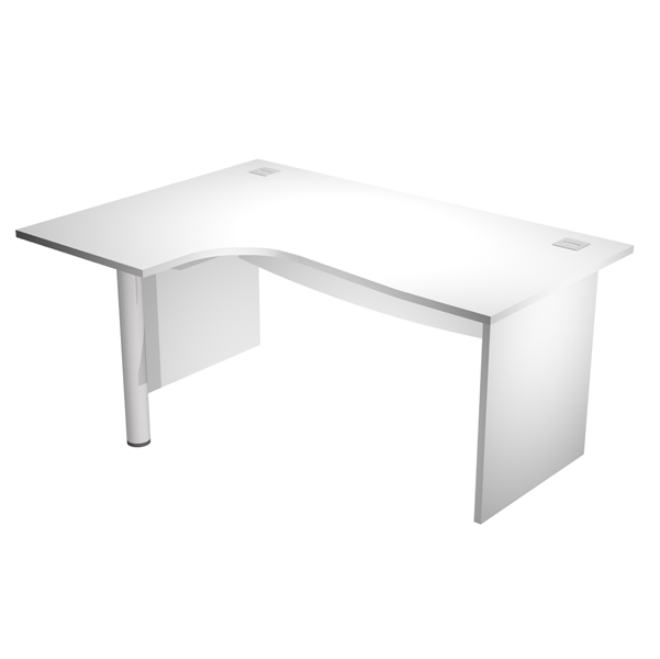 MD_94426 Scrivania compact Agorà - fianco sx melaminico - L160 x P120/80/60 x H73 cm - con supporto metallico - bianco - immagine 1