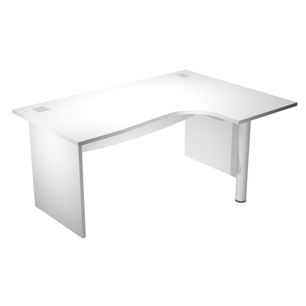MD_94427 Scrivania compact Agorà - fianco dx melaminico - L180 x P120/80/60 x H73 cm - con supporto metallico - bianco - immagine 1