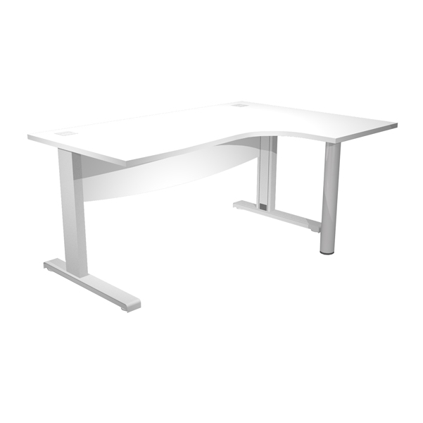 MD_94431 Scrivania compact Agorà - fianco dx metallico - L 180 x P120/80/60 x h 73 cm - con supporto metal e modesty panel - bianco - immagine 1