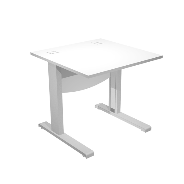 MD_94453 Scrivania Operativa Agorà Basic - fianchi a L metallo - 80 x 80 x L 73 cm - bianco - immagine 1