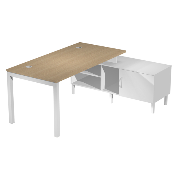 MD_94478 Scrivania Agorà - con mobile di servizio portante - 205 x 140 x L 72,5 cm - rovere - immagine 1