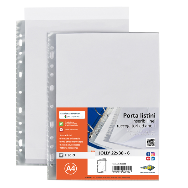 MD_94517 Portalistini Jolly - 6 buste forate - 22 x 30 cm - PP trasparente - liscio - Sei rota - immagine 1