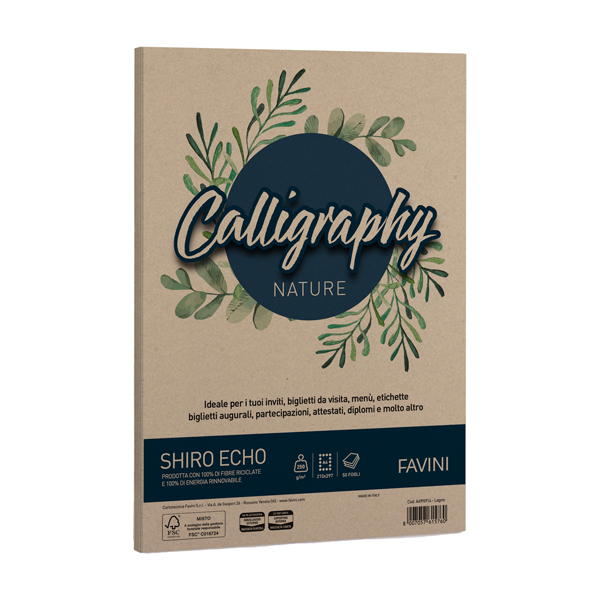 MD_94653 Carta Calligraphy Nature Shiro Eco - A4 - 250 gr - legno - Favini - conf. 50 fogli - immagine 1