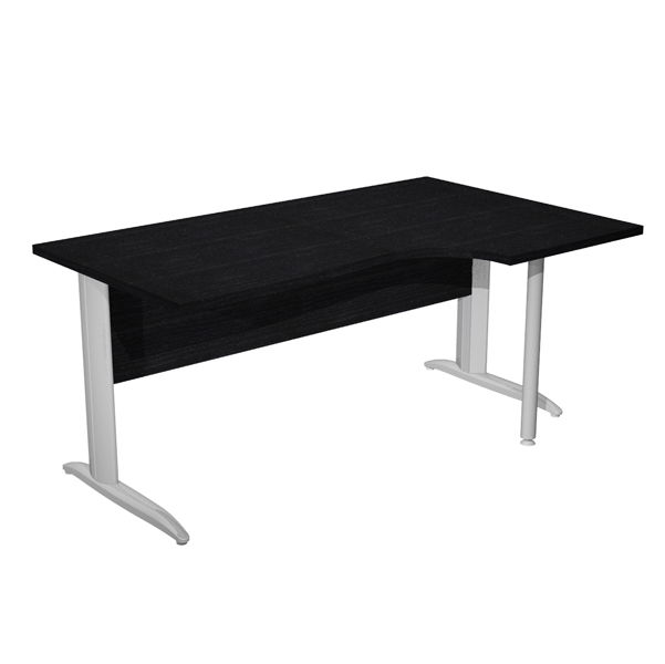 MD_94823 Scrivania Compact Destro Easy - 160 x 60/80/100 cm - Nero venato/grigio cromato - immagine 1