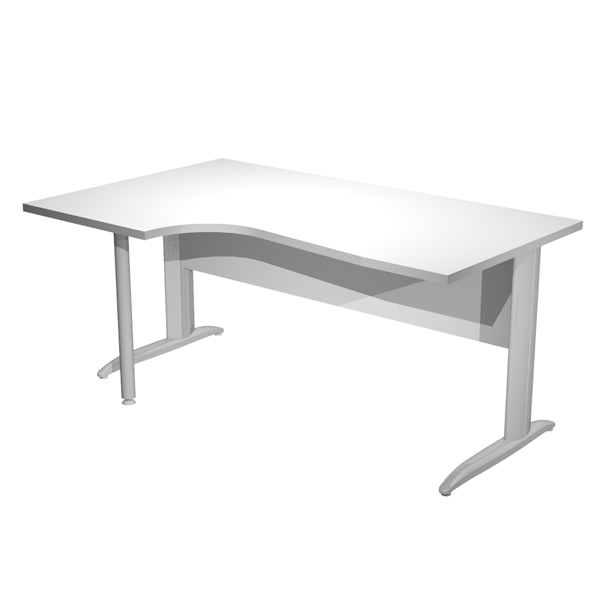 MD_94827 Scrivania Compact Sinistro Easy - 160 x 60/80/100 cm - Bianco/grigio cromato - immagine 1