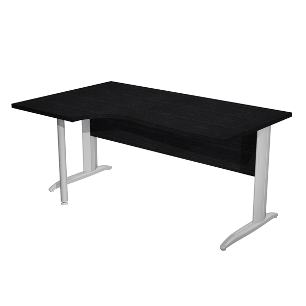 MD_94830 Scrivania Compact Sinistro Easy - 160 x 60/80/100 cm - Nero venato/grigio cromato - immagine 1