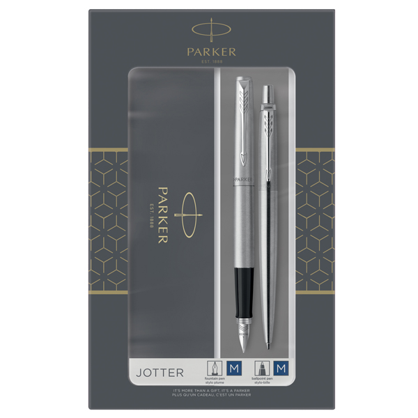 MD_95960 Gift Set DUO - Jotter stainless steel CT sfera + stilografica - punta media - Parker - immagine 1