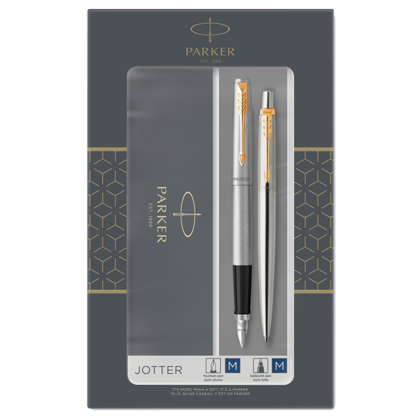 MD_95961 Gift Set DUO - Jotter stainless steel GT sfera + stilografica - punta media - Parker - immagine 1