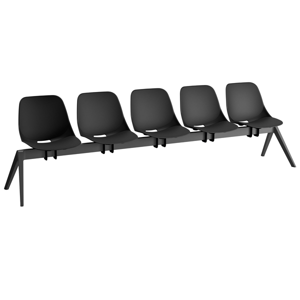 MD_96461 Panca attesa Quick QK5P - 5 posti - senza braccioli - nero - Unisit - immagine 1