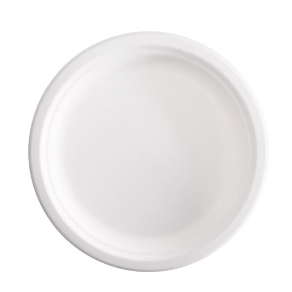 MD_96714 Piatto piano monouso - rotondo - diametro 23 cm - canna da zucchero - bianco - Signor Bio - conf. 50 pezzi - immagine 1