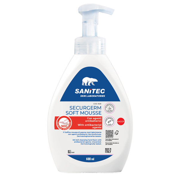 MD_96803 Sapone in mousse Securgerm - con antibatterico - dispenser 600 ml - Sanitec - immagine 1
