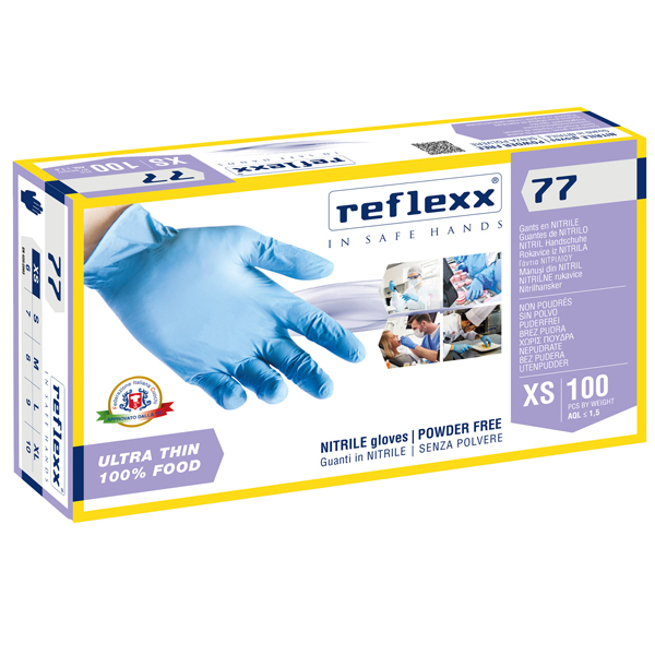 MD_96913 Guanti in nitrile R77 - tg XS - azzurro - Reflexx - conf. 100 pezzi - immagine 1