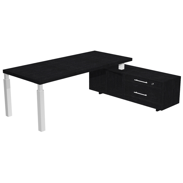 MD_96982 Scrivania direzionale Prestige Quadro - con mobile di servizio - 180 x 90 cm - nero venato/bianco - immagine 1